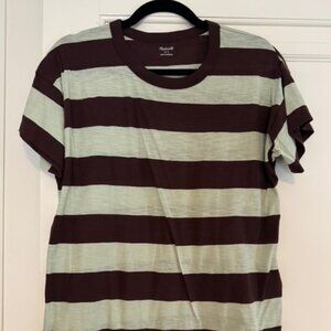 Madewell Woman's Short Sleeve Striped T-Shirt Top Size L Large